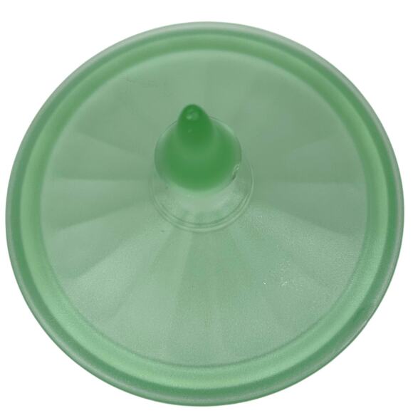 Beaumont Satin Frosted Glass Compote Pedestal Lidded Candy Dish 8.75" Green - Picture 4 of 10